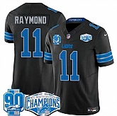 Men's Detroit Lions #11 Kalif Raymond Black 2024 NFC North Champions 90th Anniversary Patch F.U.S.E. Vapor Limited Stitched Jersey,baseball caps,new era cap wholesale,wholesale hats